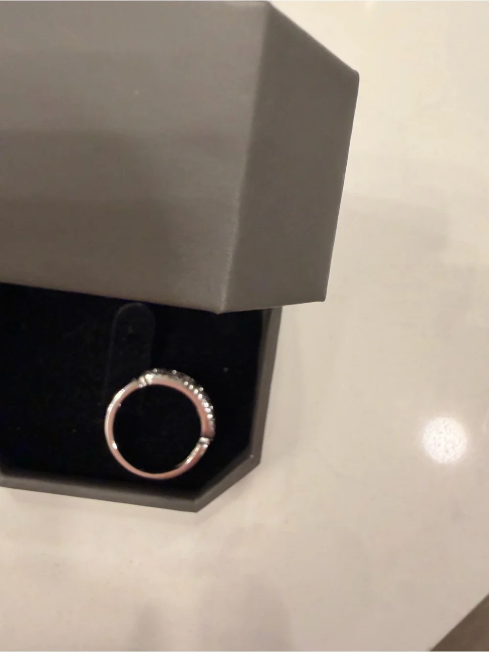Silver Band Ring with Black Accents - Unbranded